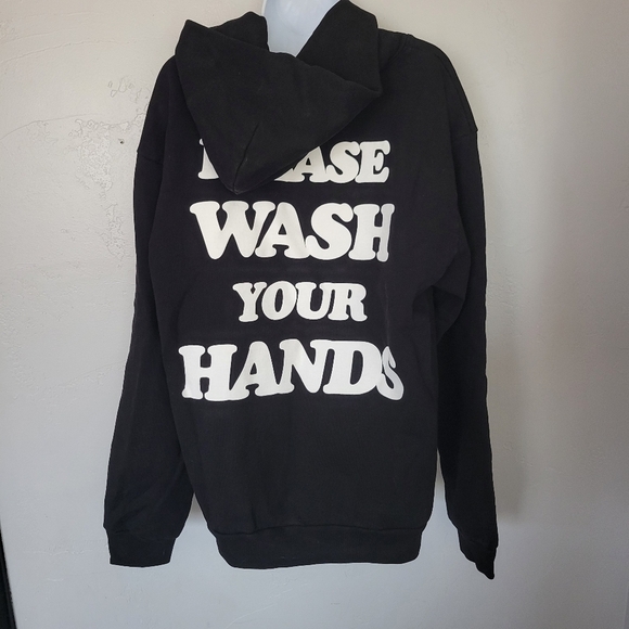 Talentless Unisex Large Black Hoodie Pullover Sweatshirt Please Wash Your Hands - Picture 4 of 7
